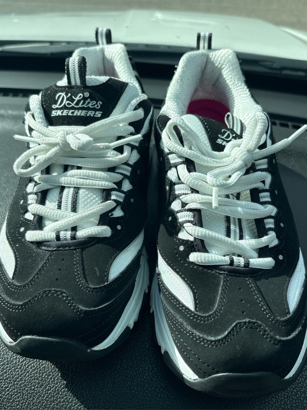 Skechers D'Lites Women's Black and White Low-Top Athletic Sneakers